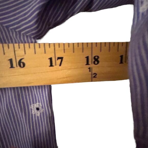 Hem & Thread Blue White Strip Boho Top Blouse Daisies Smocking M - Picture 6 of 6